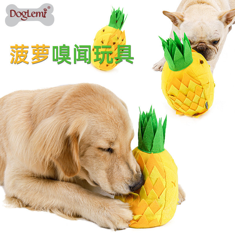 Pineapple Sniffing Pet Toy Food Hiding Puzzle Plush Dog Toy Sound Grinding Boredom Relief Pet Supplies Wholesale