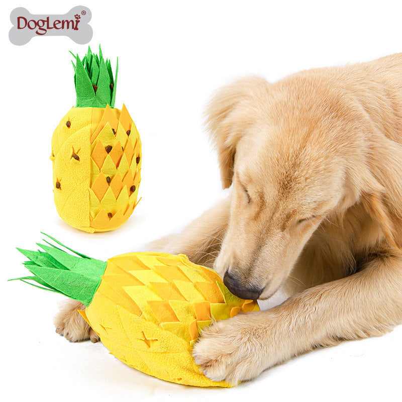 Pineapple Sniffing Pet Toy Food Hiding Puzzle Plush Dog Toy Sound Grinding Boredom Relief Pet Supplies Wholesale