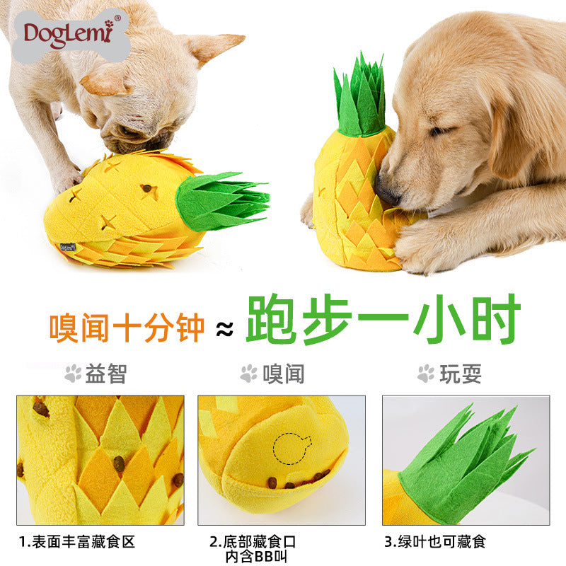 Pineapple Sniffing Pet Toy Food Hiding Puzzle Plush Dog Toy Sound Grinding Boredom Relief Pet Supplies Wholesale