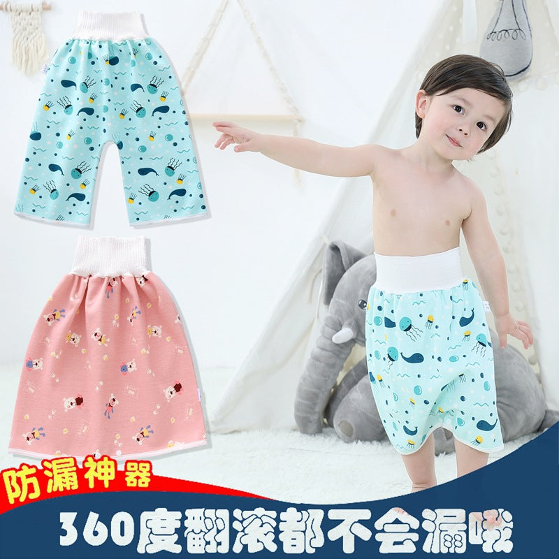 Baby diaper skirt waterproof, leak-proof, diaper training pants, baby and children nocturia artifact, cotton washable diaper pocket