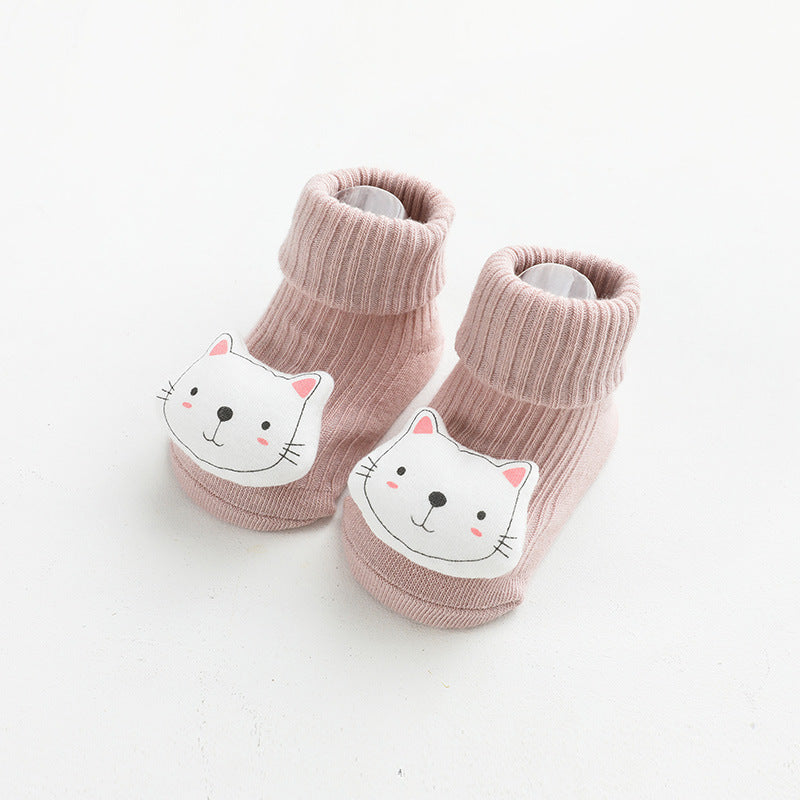 20 years autumn and winter new three-dimensional cartoon doll baby socks glue anti-skid loose mouth baby socks children floor socks