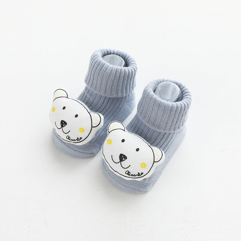 20 years autumn and winter new three-dimensional cartoon doll baby socks glue anti-skid loose mouth baby socks children floor socks