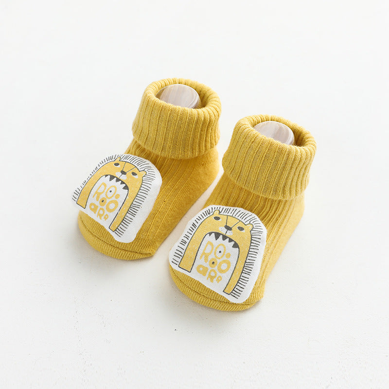 20 years autumn and winter new three-dimensional cartoon doll baby socks glue anti-skid loose mouth baby socks children floor socks