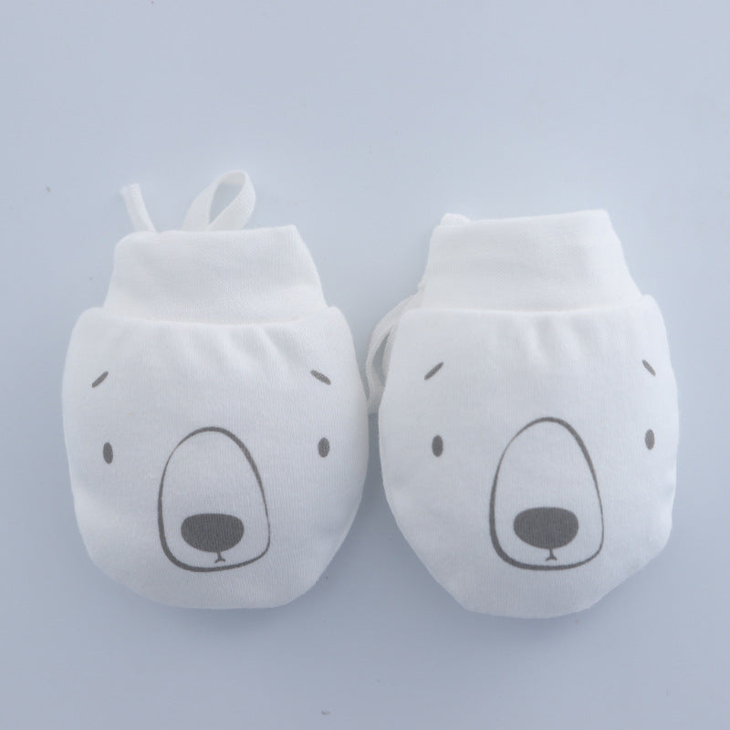 Baby Anti-scratch Cotton Gloves Drawstring Baby Adjustable Gloves Newborn Protective Gloves Autumn and Winter New