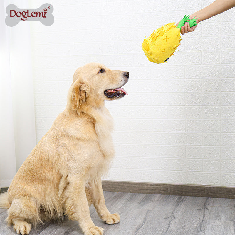 Pineapple Sniffing Pet Toy Food Hiding Puzzle Plush Dog Toy Sound Grinding Boredom Relief Pet Supplies Wholesale