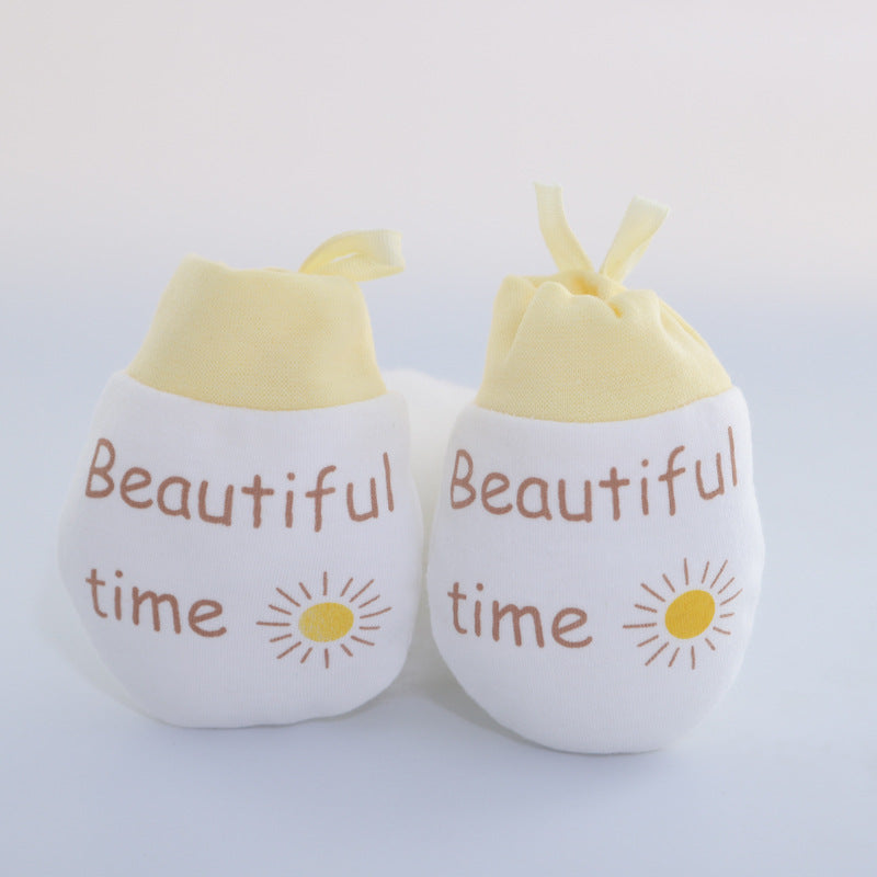 Baby Anti-scratch Cotton Gloves Drawstring Baby Adjustable Gloves Newborn Protective Gloves Autumn and Winter New