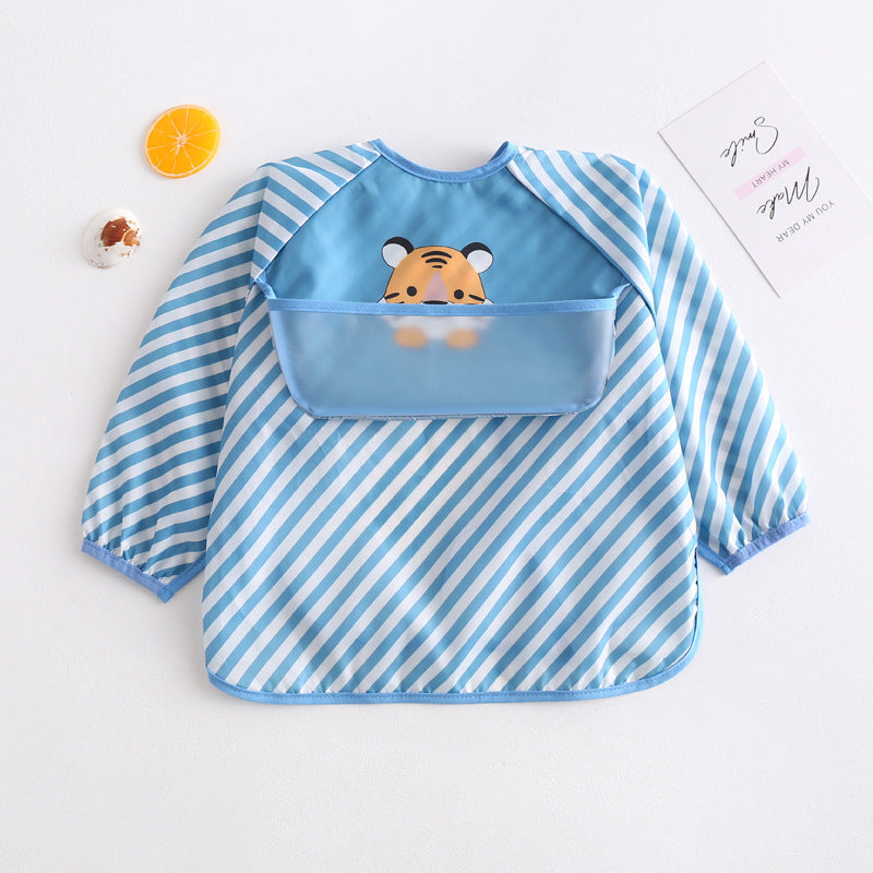 Umbrella children's waterproof bib long sleeve baby waterproof overalls infant polyester taffeta full body waterproof dinner clothes