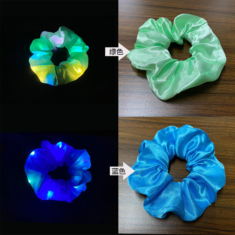 led luminous large intestine hair ring head flower shiny halloween stall fat intestine hair belt nightclub hair rope Christmas headwear
