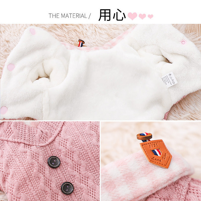 Teddy dog clothes Bichon Pomeranian small dog cat autumn and winter clothes pet puppy autumn woolen cotton coat thick style