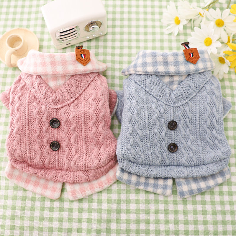 Teddy dog clothes Bichon Pomeranian small dog cat autumn and winter clothes pet puppy autumn woolen cotton coat thick style