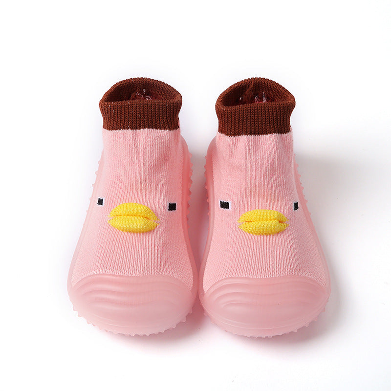 Spring and autumn baby toddler shoes children's silicone soft bottom step front shoes baby kindergarten indoor non-slip floor shoes