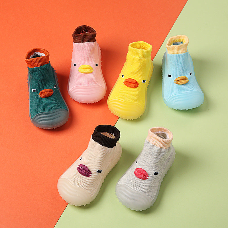 Spring and autumn baby toddler shoes children's silicone soft bottom step front shoes baby kindergarten indoor non-slip floor shoes