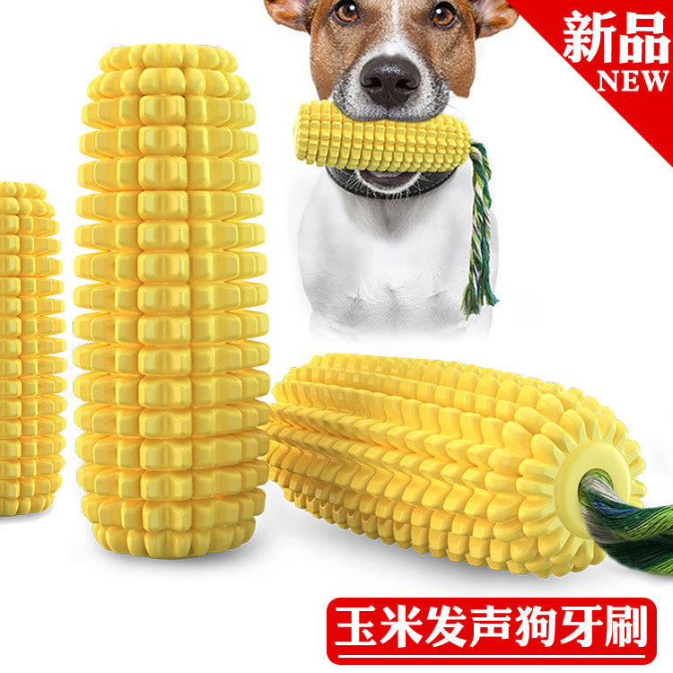 Hot Amazon pet products Simulation corn dog toy Bite-resistant venting sound puppy teething rod rope