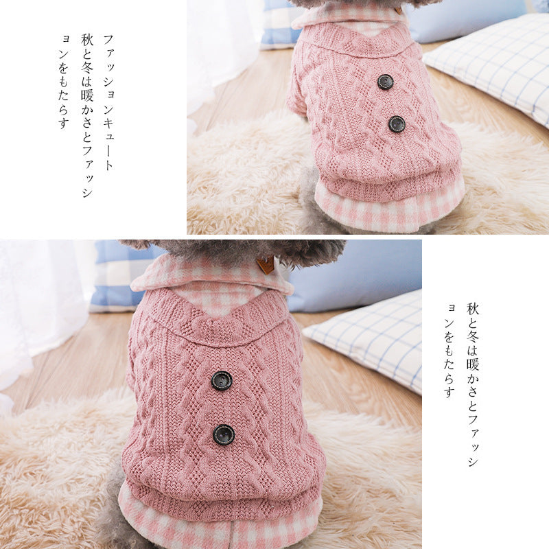 Teddy dog clothes Bichon Pomeranian small dog cat autumn and winter clothes pet puppy autumn woolen cotton coat thick style
