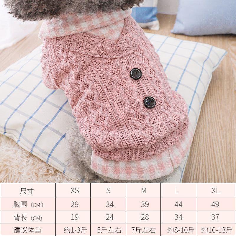 Teddy dog clothes Bichon Pomeranian small dog cat autumn and winter clothes pet puppy autumn woolen cotton coat thick style
