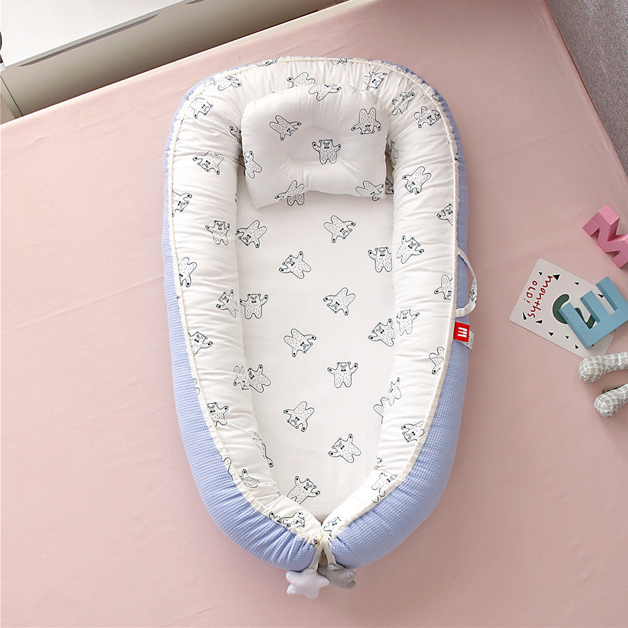 Hemei honeycomb breathable detachable and washable portable baby bed mid-bed bionic baby nest baby pillow travel baby bed