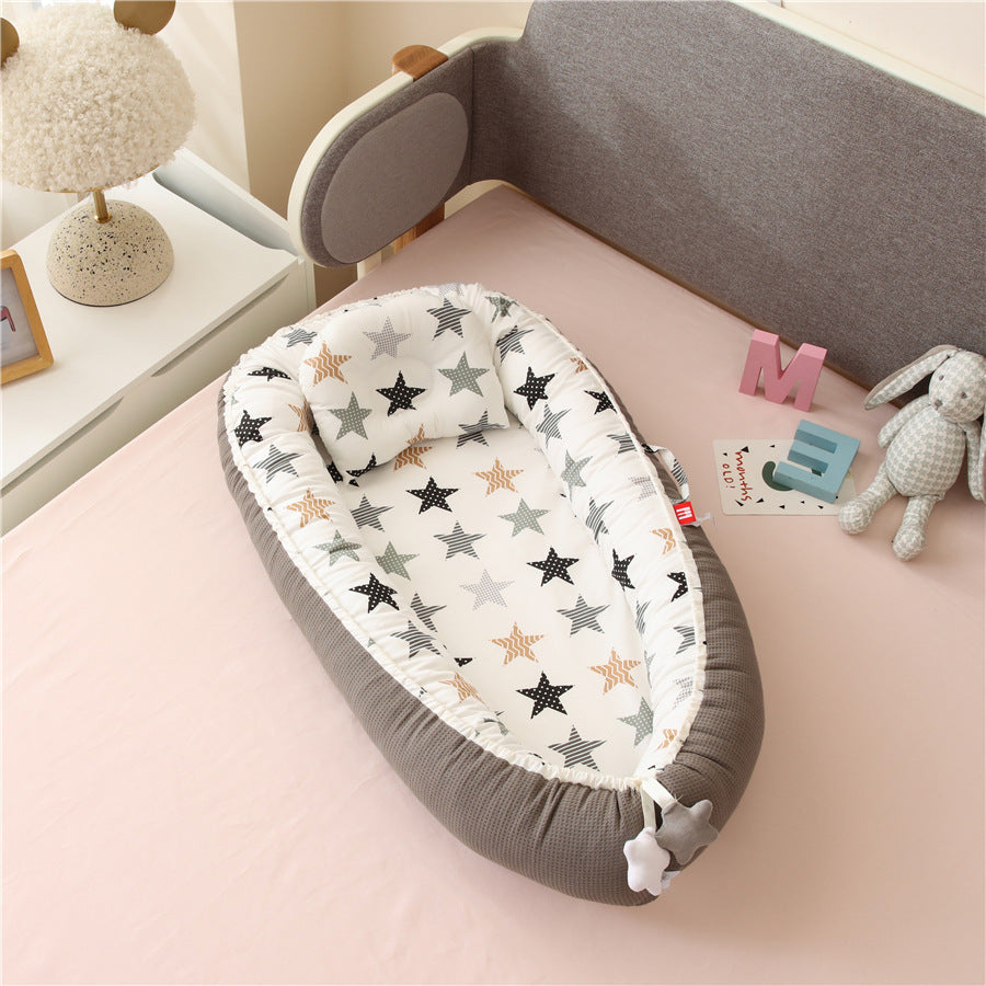 Hemei honeycomb breathable detachable and washable portable baby bed mid-bed bionic baby nest baby pillow travel baby bed