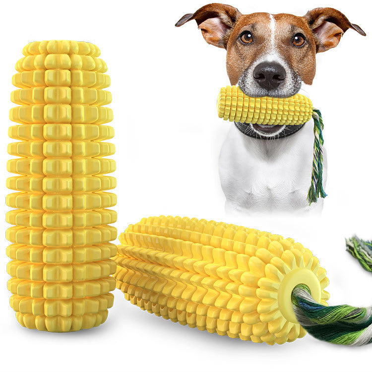 Hot Amazon pet products Simulation corn dog toy Bite-resistant venting sound puppy teething rod rope