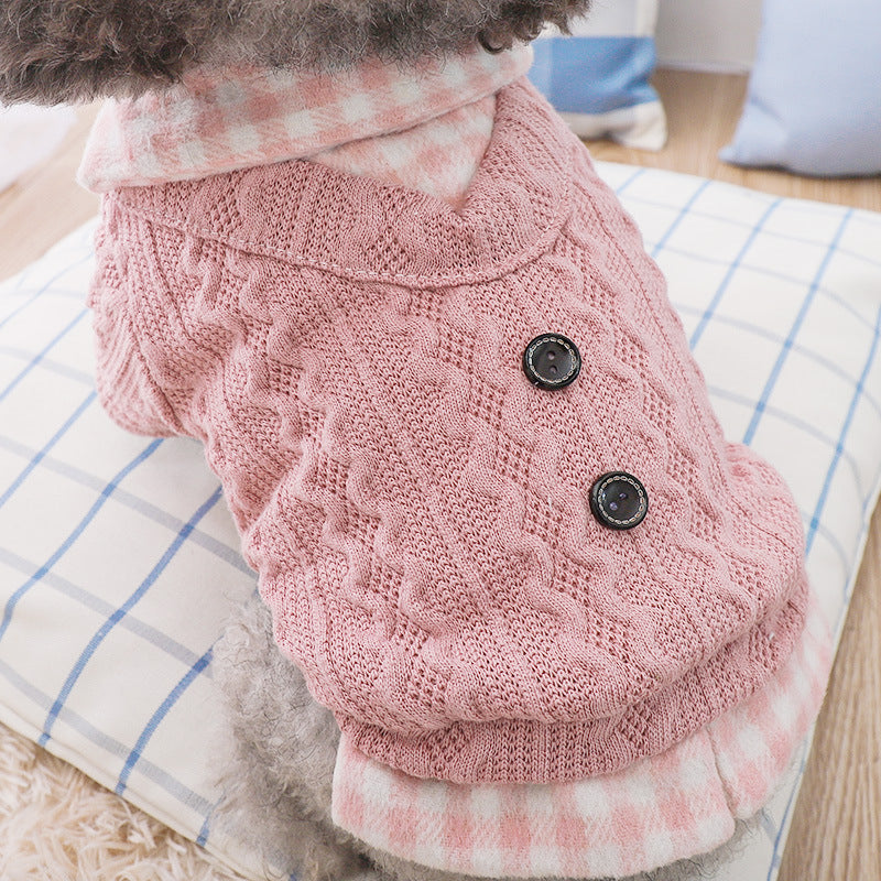 Teddy dog clothes Bichon Pomeranian small dog cat autumn and winter clothes pet puppy autumn woolen cotton coat thick style