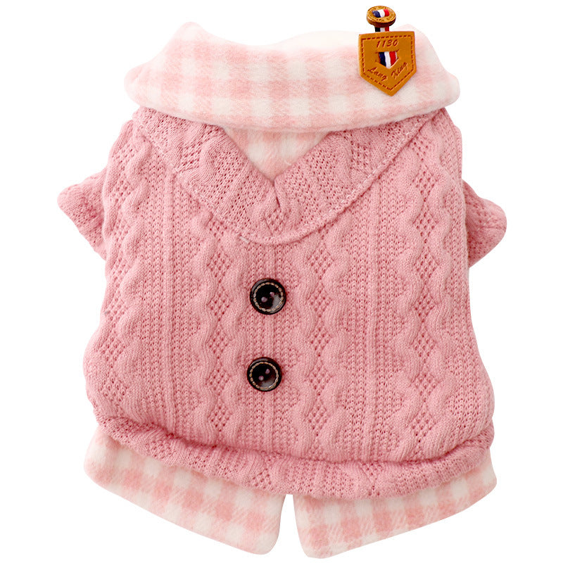 Teddy dog clothes Bichon Pomeranian small dog cat autumn and winter clothes pet puppy autumn woolen cotton coat thick style