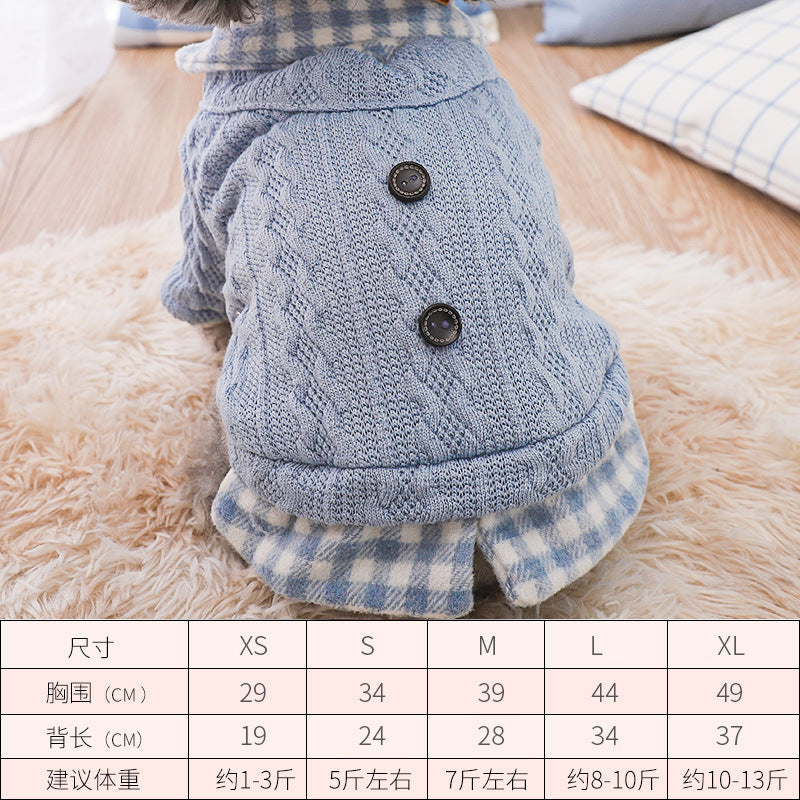 Teddy dog clothes Bichon Pomeranian small dog cat autumn and winter clothes pet puppy autumn woolen cotton coat thick style