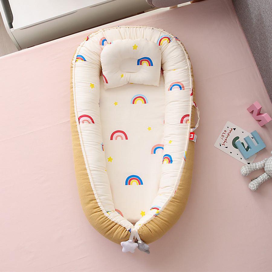 Hemei honeycomb breathable detachable and washable portable baby bed mid-bed bionic baby nest baby pillow travel baby bed