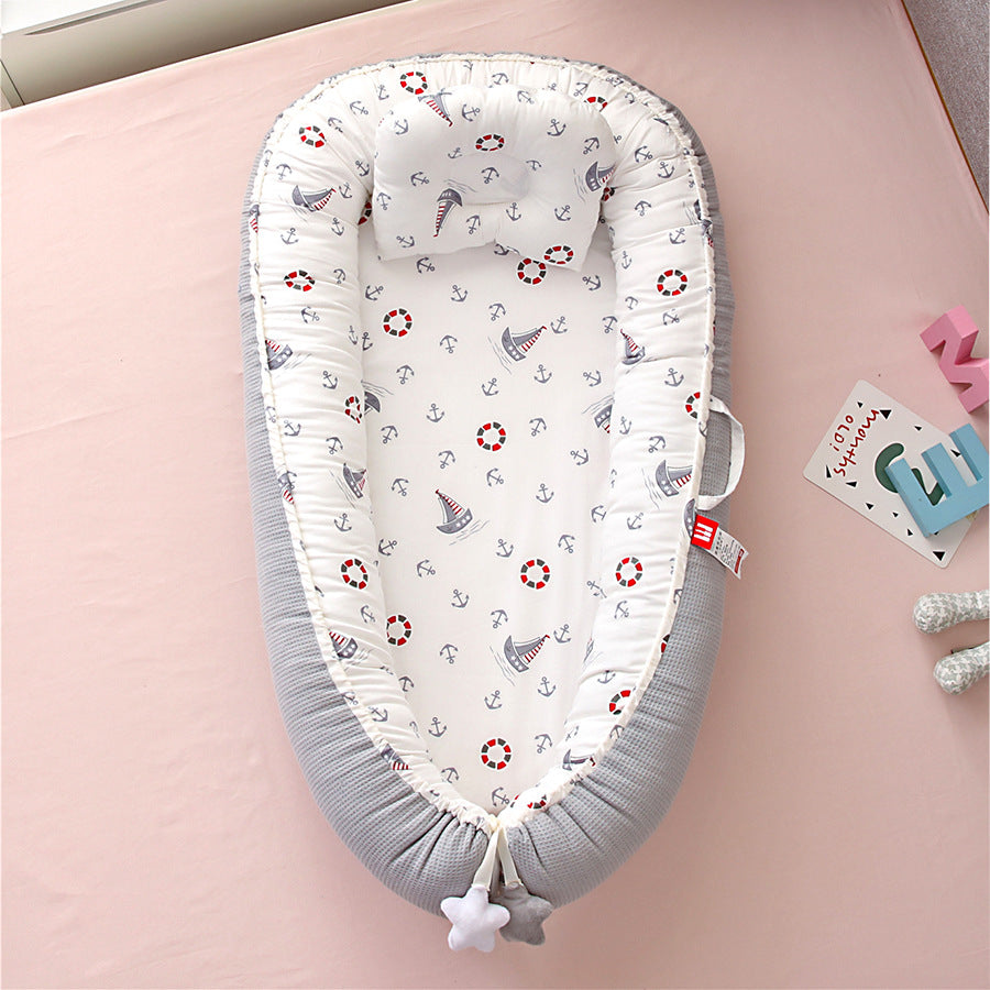 Hemei honeycomb breathable detachable and washable portable baby bed mid-bed bionic baby nest baby pillow travel baby bed