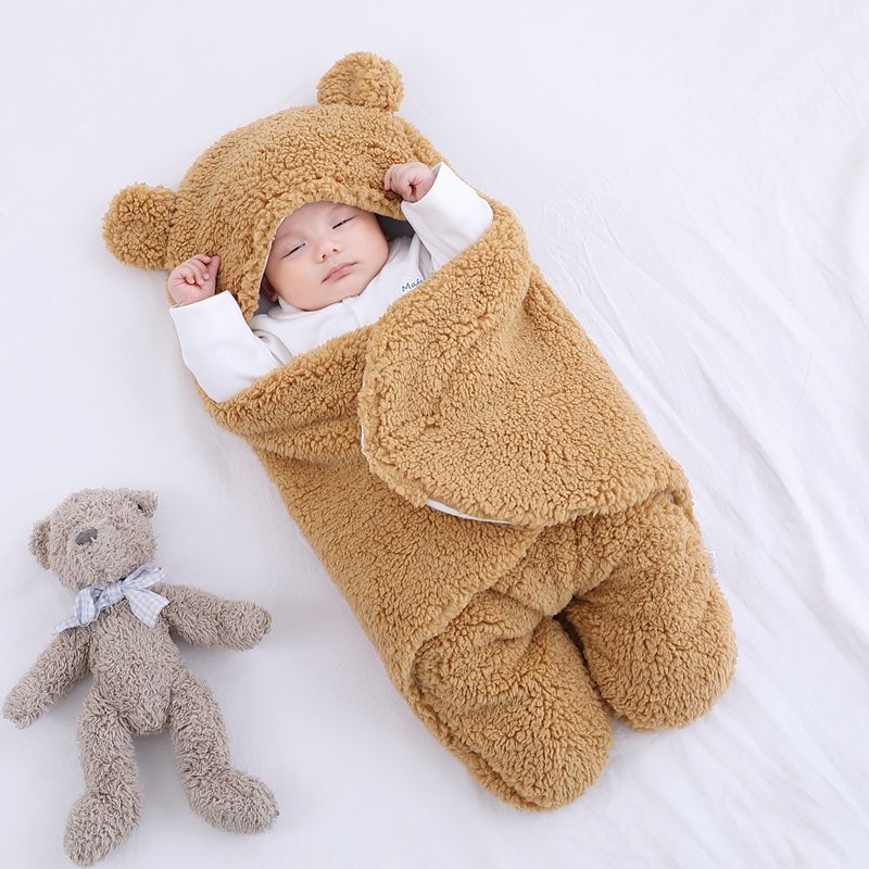 Baby hug by newborn autumn and winter thickened bag by newborn baby anti-shock swaddle 0-3-6 months supplies