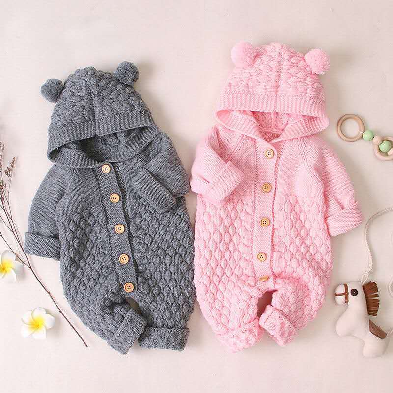 Baby knitted one-piece romper spring and autumn newborn clothes for men and women baby sweaters cute warm climbing clothes