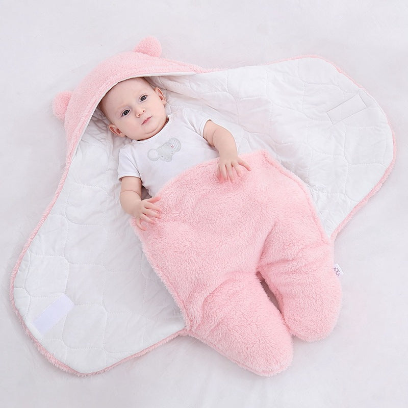 Baby hug by newborn autumn and winter thickened bag by newborn baby anti-shock swaddle 0-3-6 months supplies