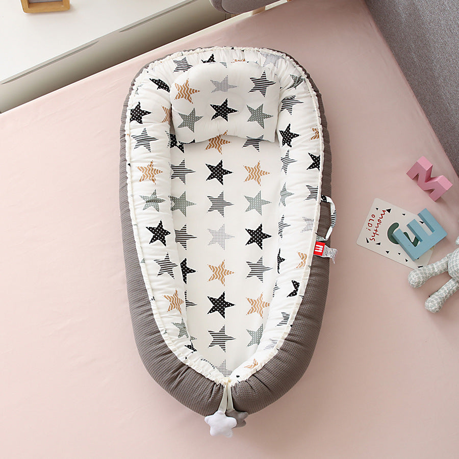 Hemei honeycomb breathable detachable and washable portable baby bed mid-bed bionic baby nest baby pillow travel baby bed