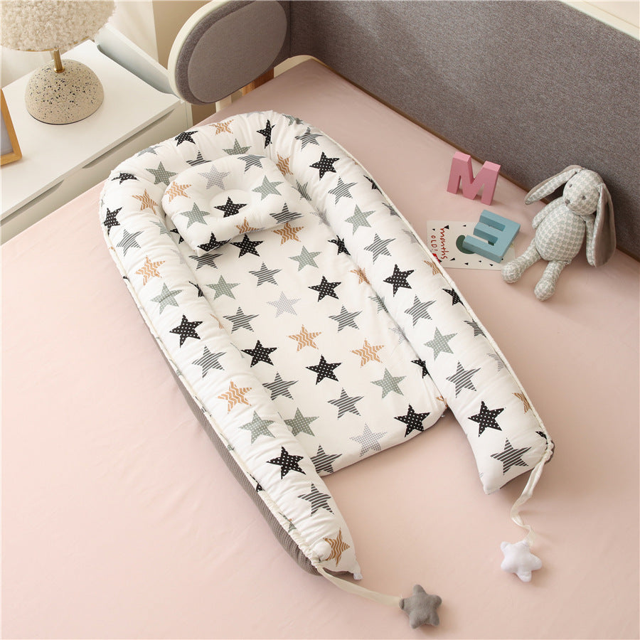 Hemei honeycomb breathable detachable and washable portable baby bed mid-bed bionic baby nest baby pillow travel baby bed