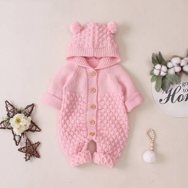 Baby knitted one-piece romper spring and autumn newborn clothes for men and women baby sweaters cute warm climbing clothes