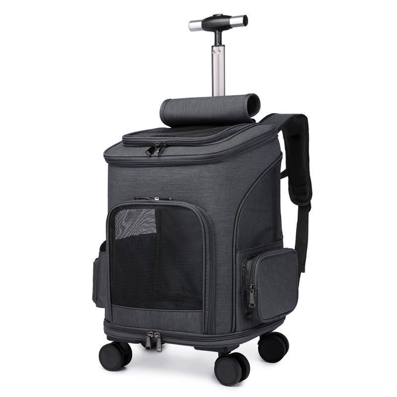Cross-border new cat bag travel bag portable pet trolley case outdoor dual-purpose large capacity foldable pet backpack