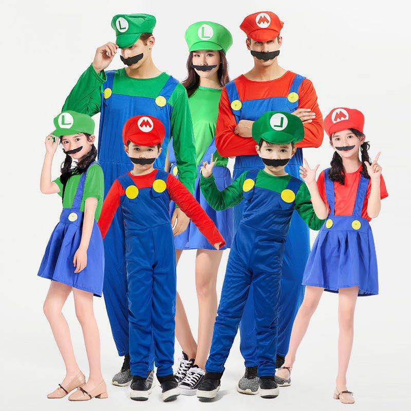 Halloween cosplay anime costumes parent-child role-playing children's Mario clothes Super Mario costumes
