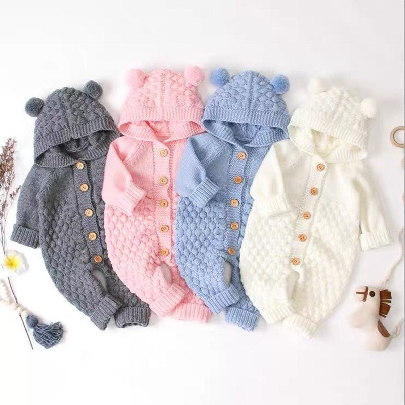 Baby knitted one-piece romper spring and autumn newborn clothes for men and women baby sweaters cute warm climbing clothes