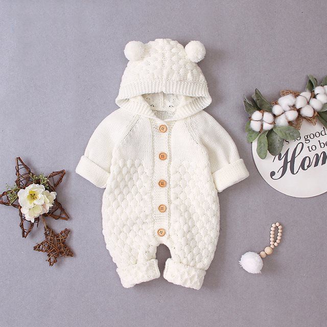 Baby knitted one-piece romper spring and autumn newborn clothes for men and women baby sweaters cute warm climbing clothes