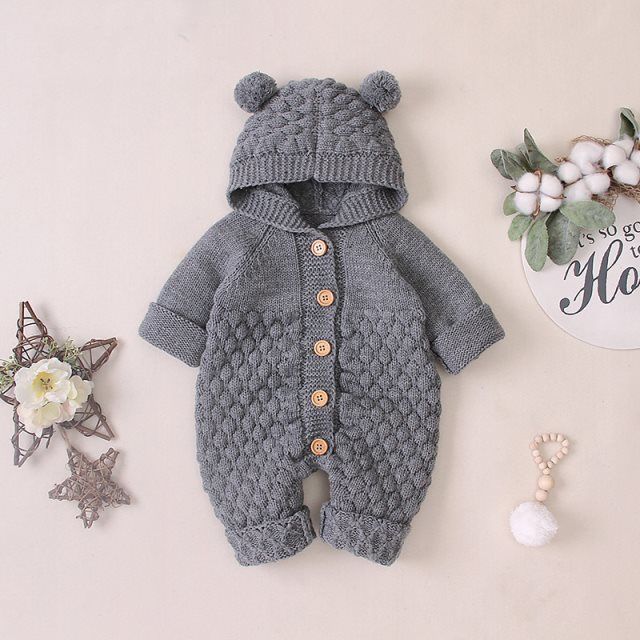 Baby knitted one-piece romper spring and autumn newborn clothes for men and women baby sweaters cute warm climbing clothes
