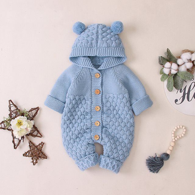 Baby knitted one-piece romper spring and autumn newborn clothes for men and women baby sweaters cute warm climbing clothes