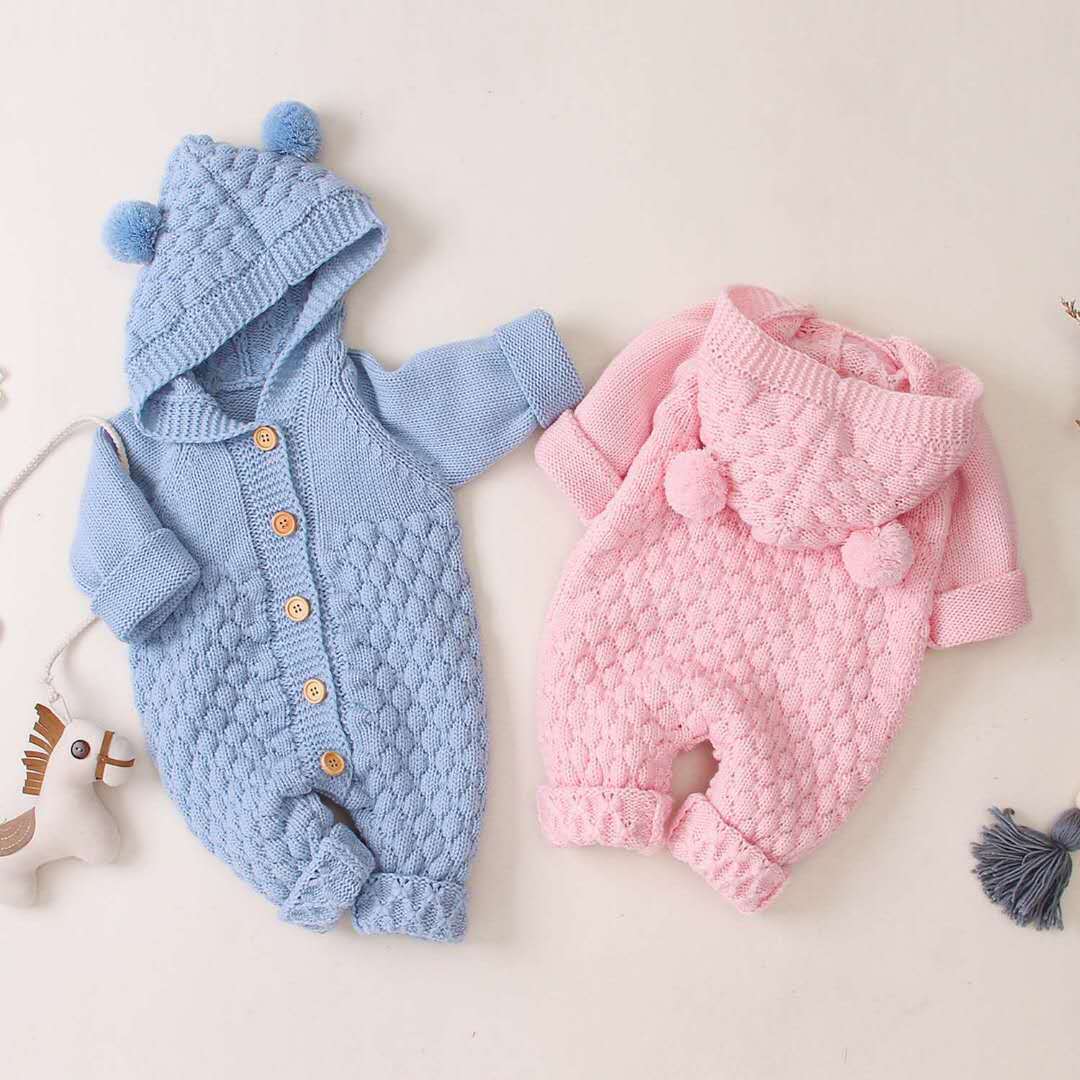 Baby knitted one-piece romper spring and autumn newborn clothes for men and women baby sweaters cute warm climbing clothes