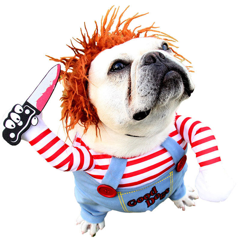 Cross-border funny deadly doll dog Halloween pet costume stand-up costume Christmas clothes lead set