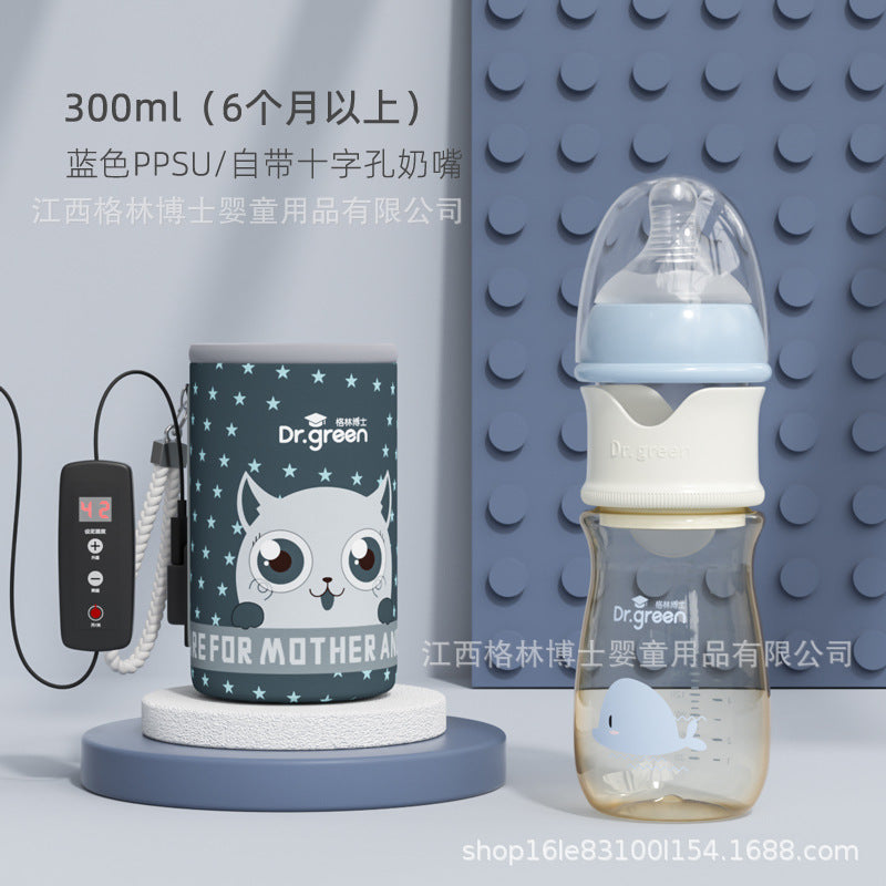 Insulation baby bottle, glass baby bottle, wide mouth PPSU, drop resistant constant temperature quick flush baby bottle