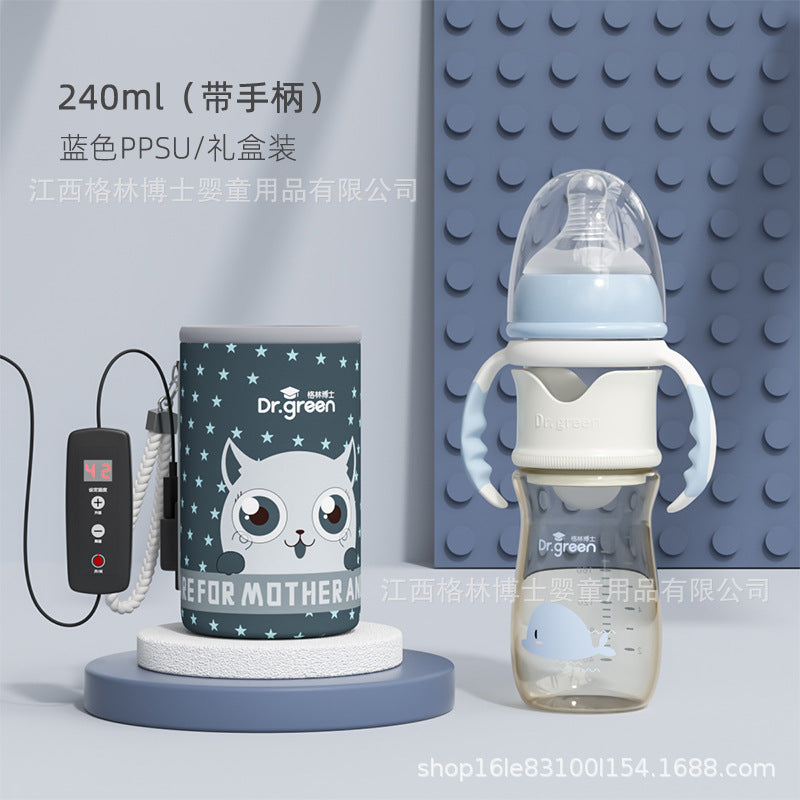 Insulation baby bottle, glass baby bottle, wide mouth PPSU, drop resistant constant temperature quick flush baby bottle