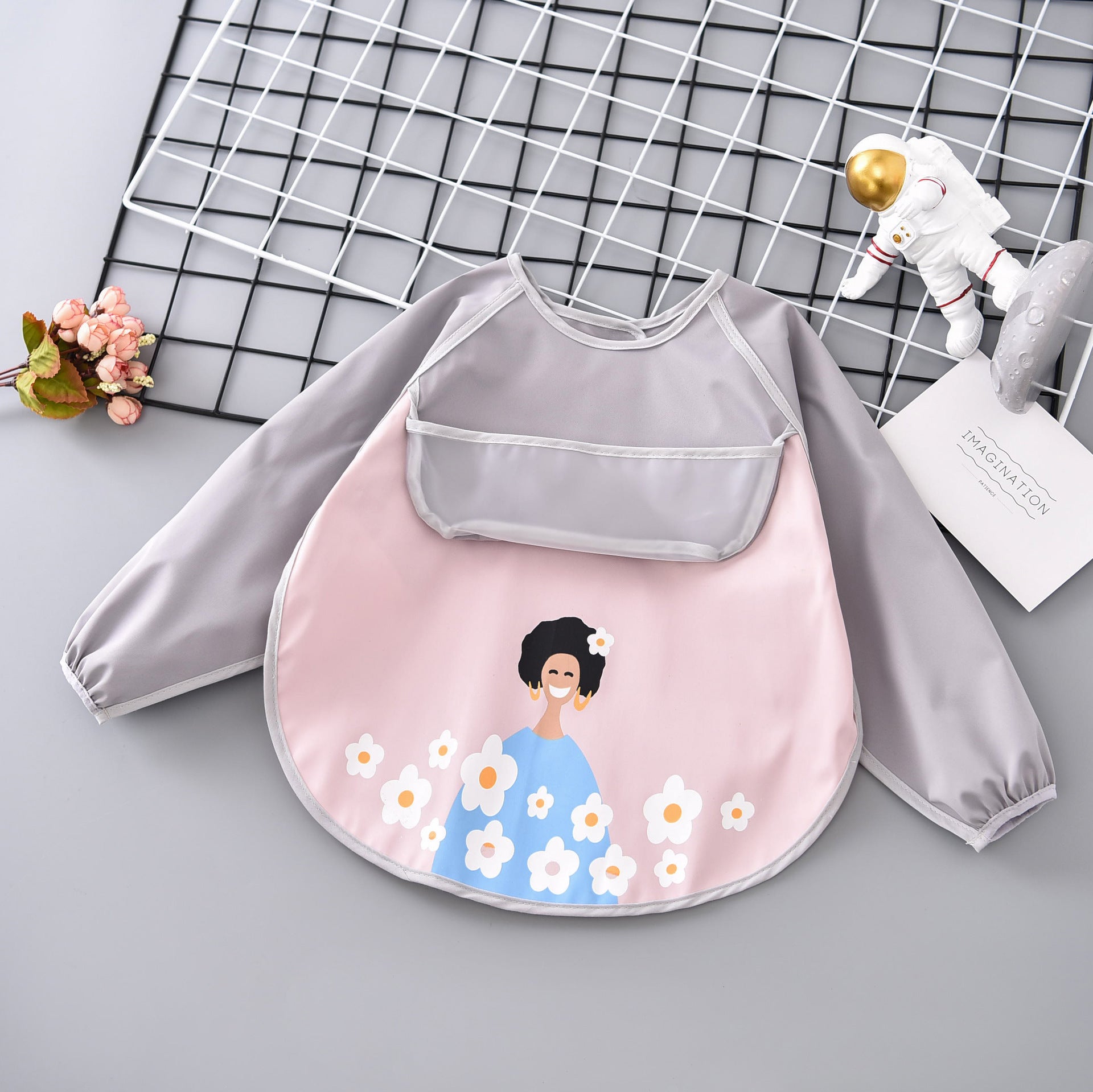 Umbrella children's waterproof bib long sleeve baby waterproof overalls infant polyester taffeta full body waterproof dinner clothes
