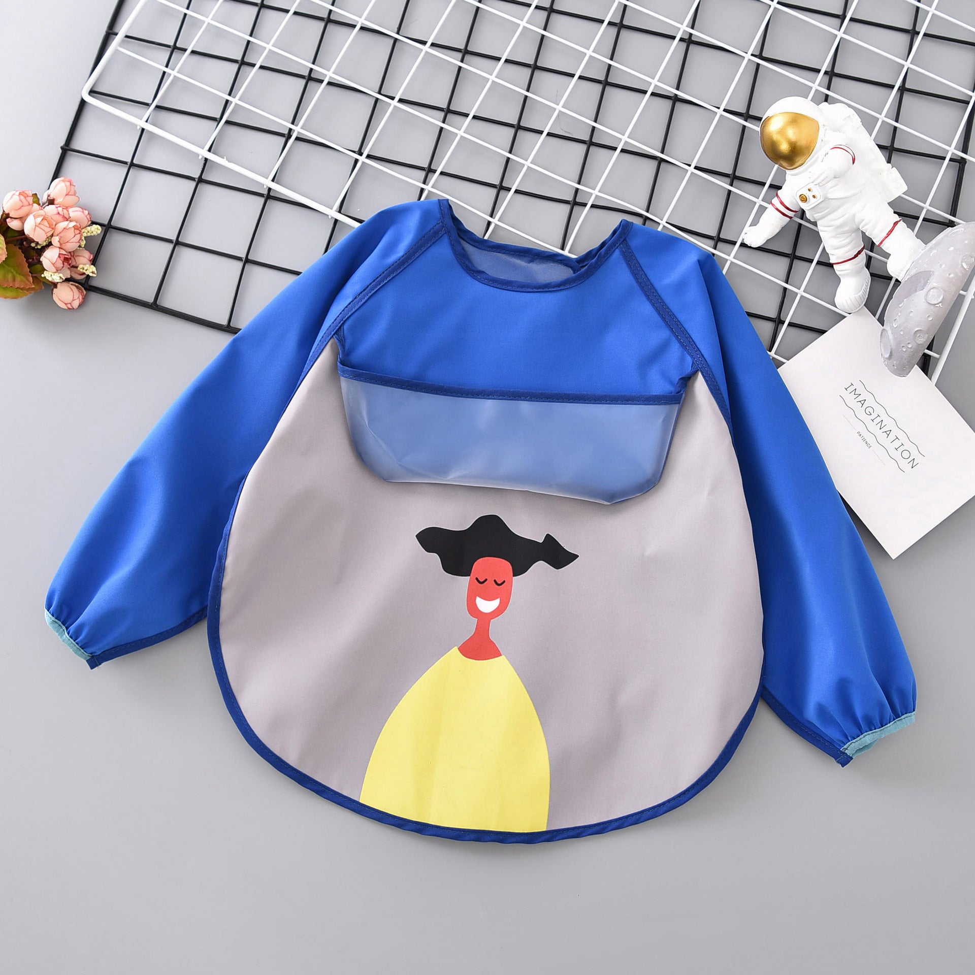 Umbrella children's waterproof bib long sleeve baby waterproof overalls infant polyester taffeta full body waterproof dinner clothes