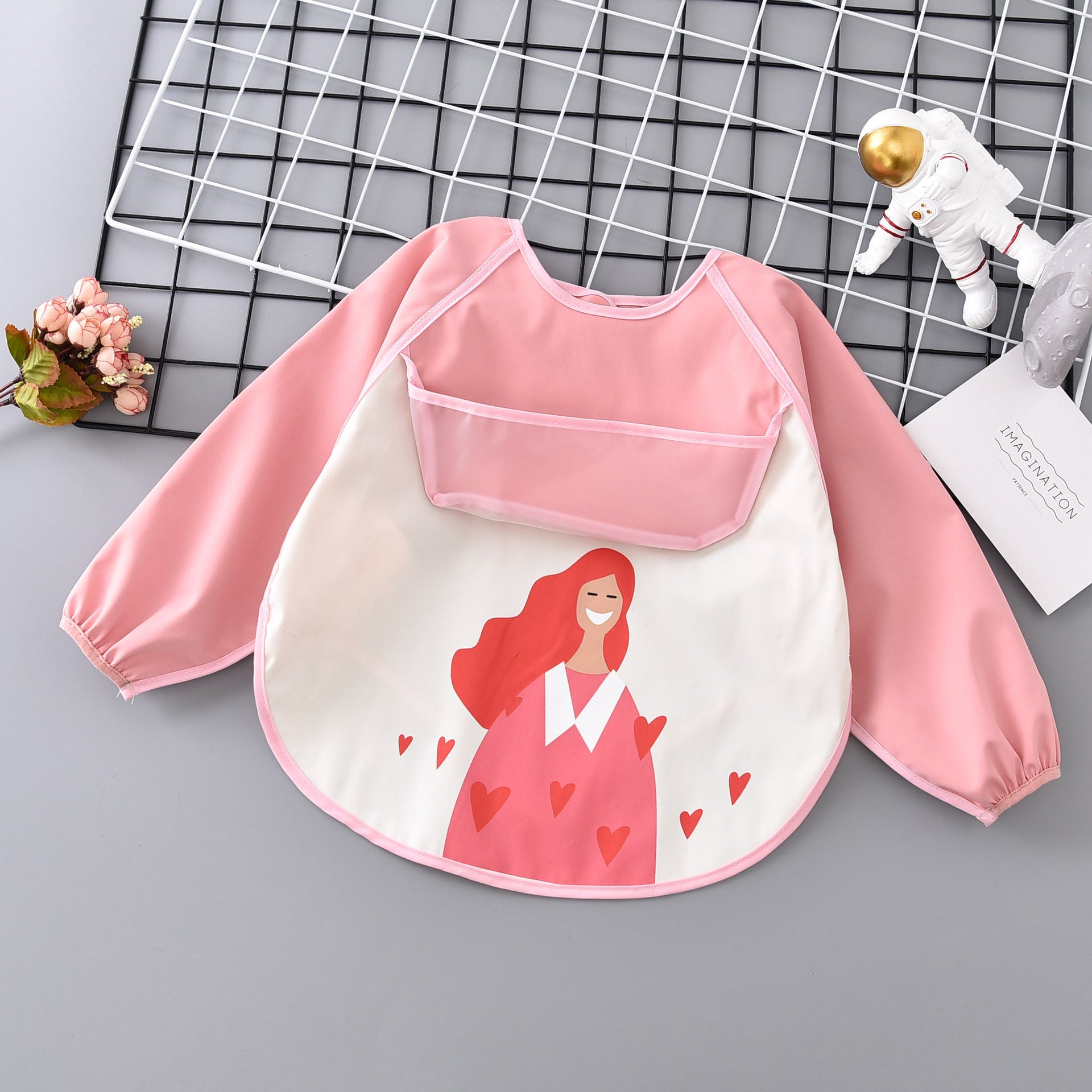 Umbrella children's waterproof bib long sleeve baby waterproof overalls infant polyester taffeta full body waterproof dinner clothes