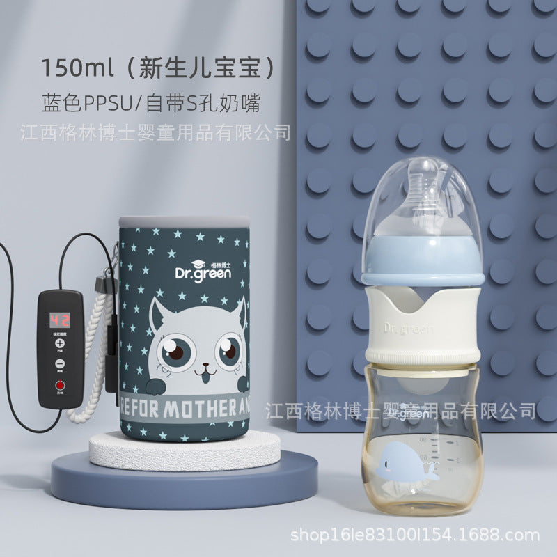 Insulation baby bottle, glass baby bottle, wide mouth PPSU, drop resistant constant temperature quick flush baby bottle