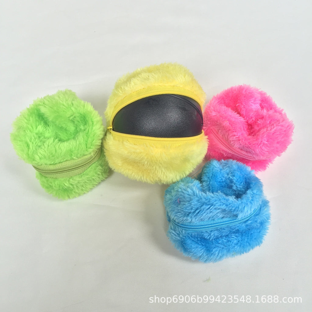 Manufacturer cat toy second generation fur ball sweeping robot vacuum cleaner plush pet dust removal toy rolling ball