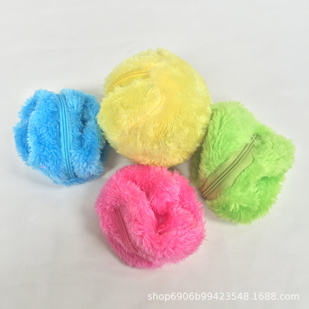 Manufacturer cat toy second generation fur ball sweeping robot vacuum cleaner plush pet dust removal toy rolling ball