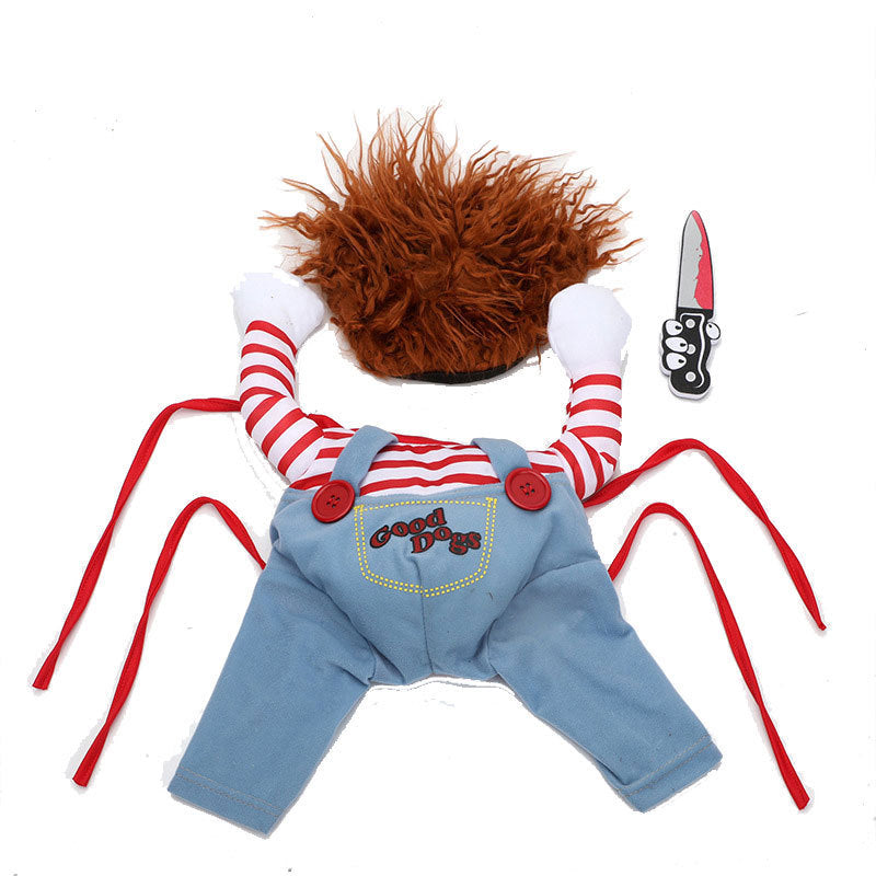 Cross-border funny deadly doll dog Halloween pet costume stand-up costume Christmas clothes lead set